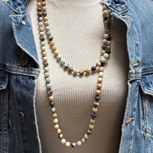 LONG GEMSTONE DROP NECKLACE- Stockholm - Picture 4 of 5